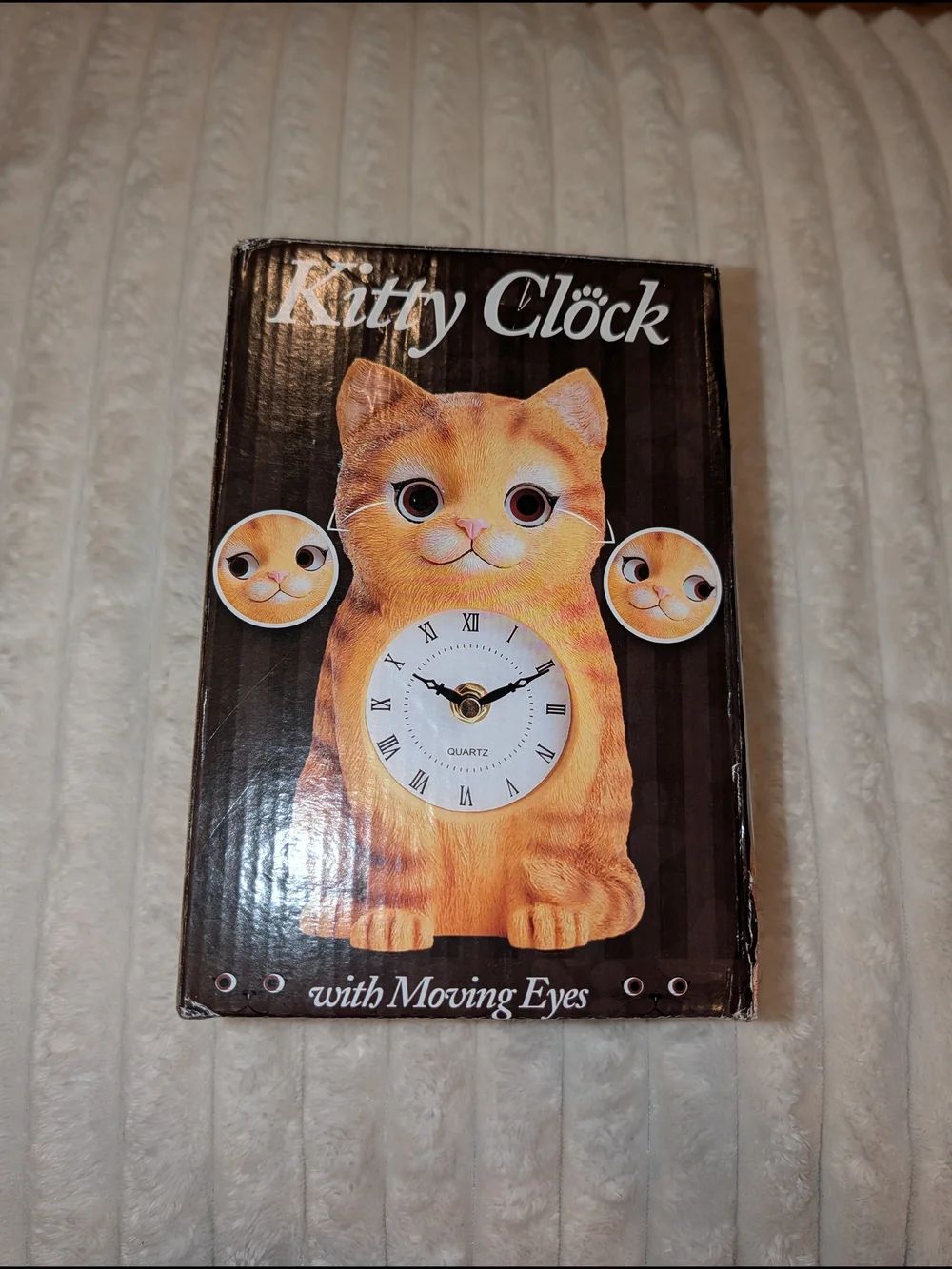 Cat Wall Clock in Orange with Moving Eyes
